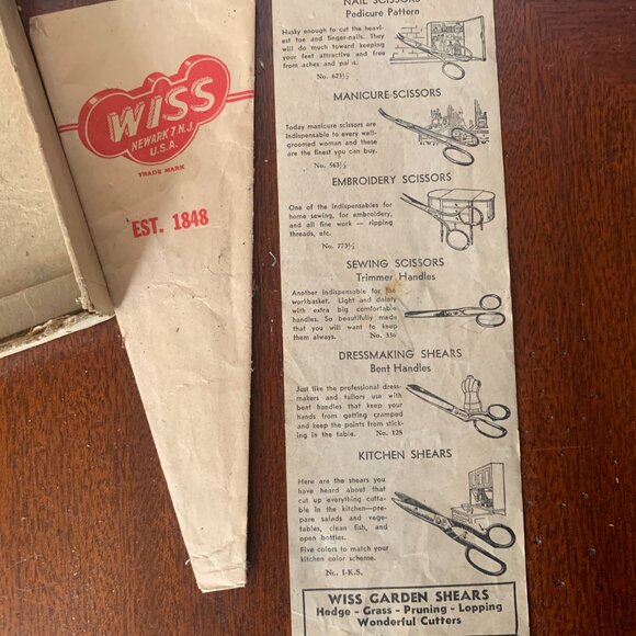 Vintage WISS Pinking Shears Scissors Model C Original Paperwork Box black silver - Picture 9 of 16